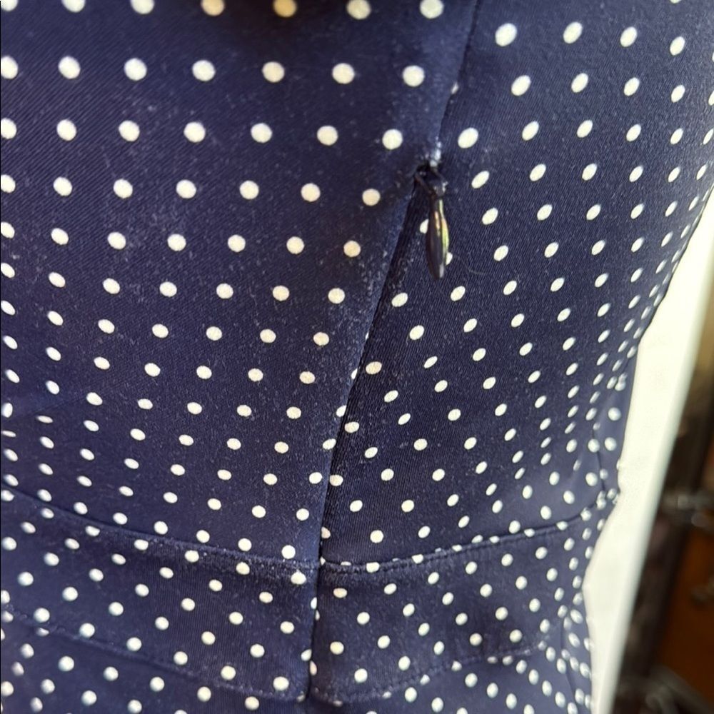 Talbots Navy Blue Polka Dot Dress with 3/4 Sleeve, Size 6 - Picture 4 of 8